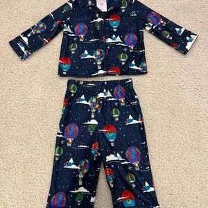 Target Wondershop Navy Hot Air Balloon Toddler Christmas Pajamas Sz 12 Months